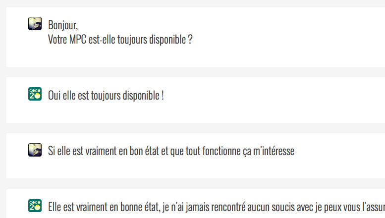 Des messages réunis dans une même discussion